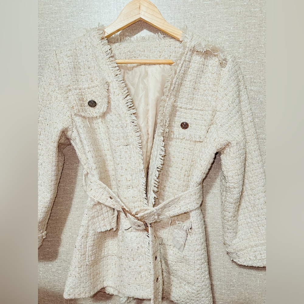 V-Neck Tweed Jacket thickening